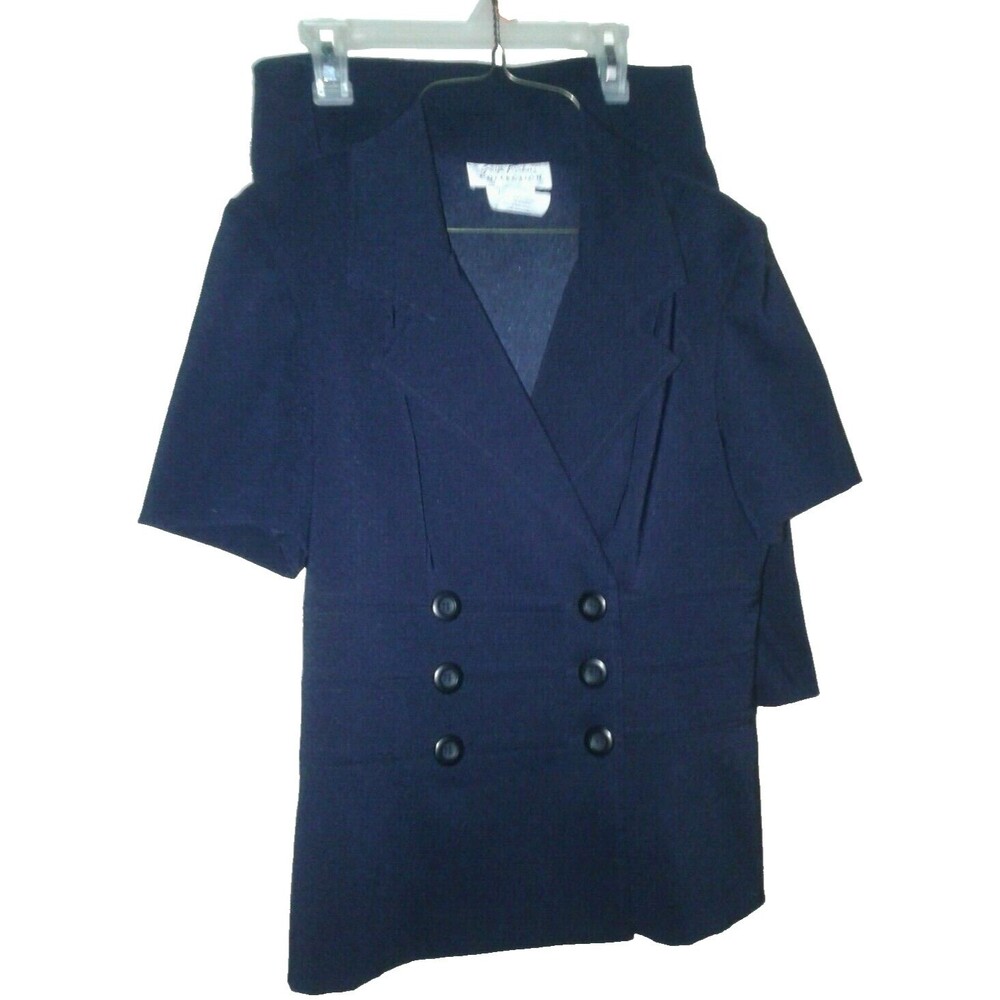 Giorgio Fiorlini Collection 2 PC Women Navy Blue Top And Skirt Suit Size 8